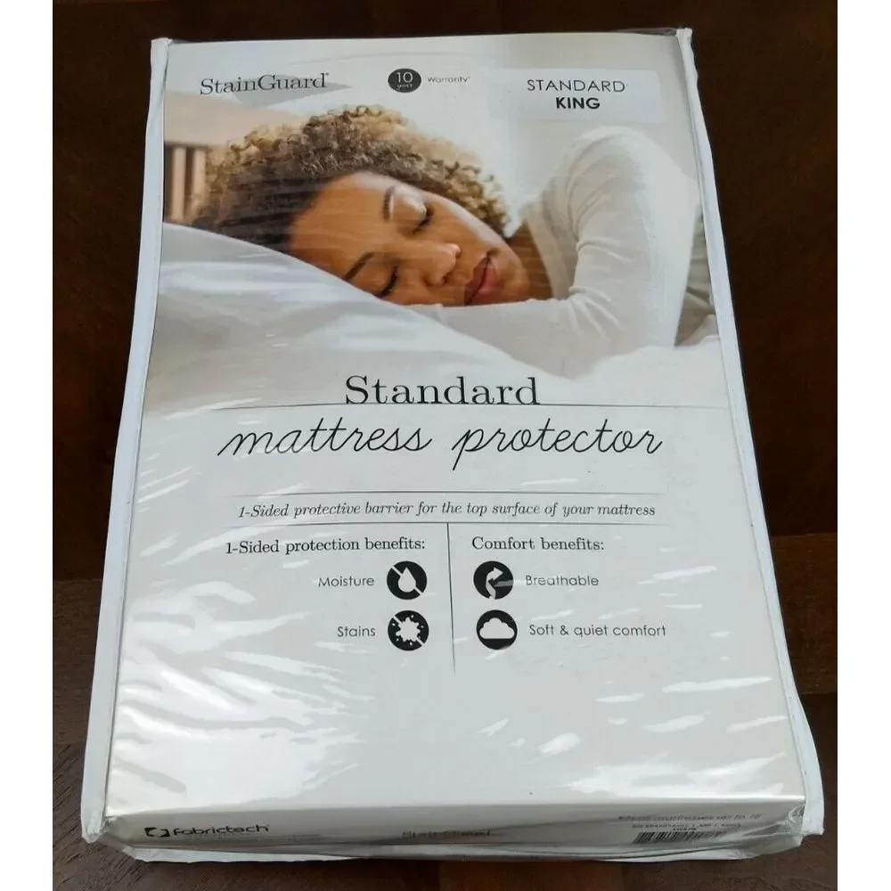 STAINGUARD Mattress Protector King Size‎ White 1-Sided Protective Barrier NEW